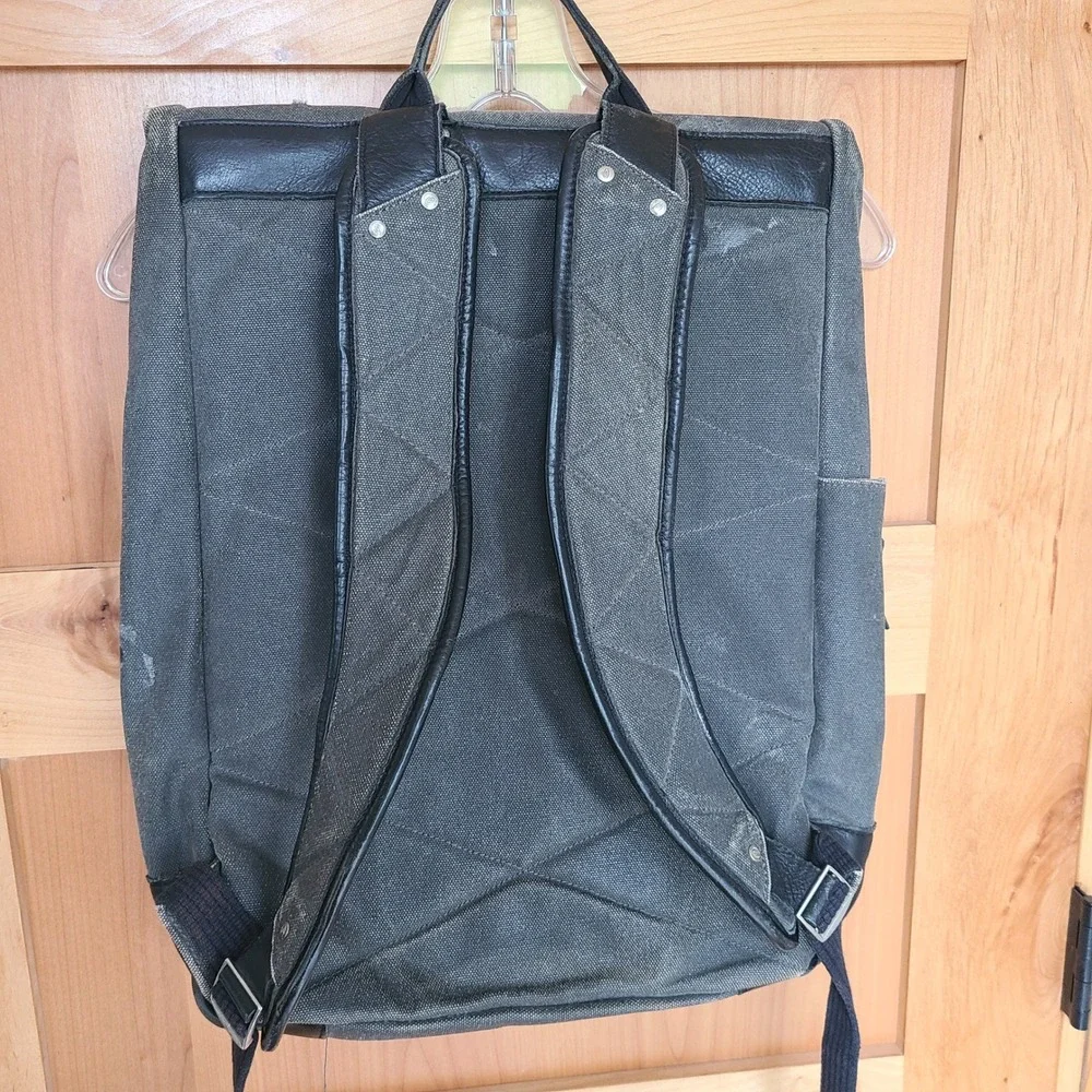Timbuk2 Gray Canvas Distressed Laptop Bag Backpack Grunge Utility Travel Commute